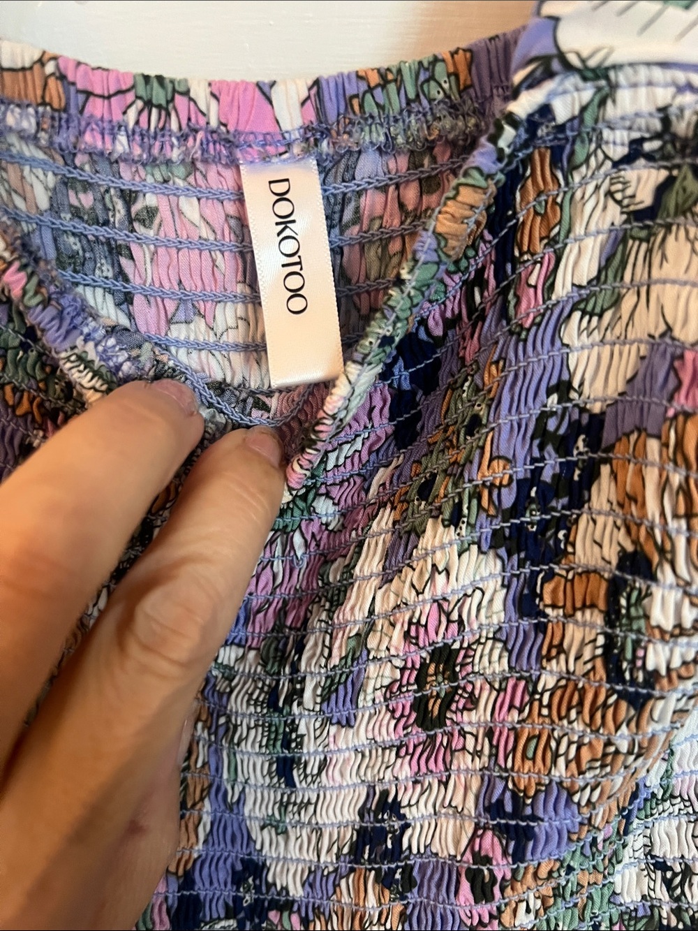 Two Smocked Floral Wide-Leg Jumpsuit - Black Floral / Multicolor Floral - Picture 2 of 7